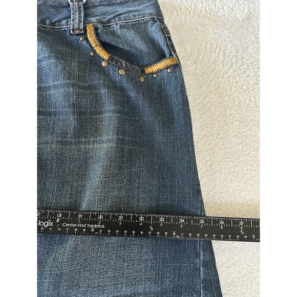 WAH JEANS Denim Maxi Skirt Embroidered Studded Size 20 Vintage Western Boho - Picture 6 of 7